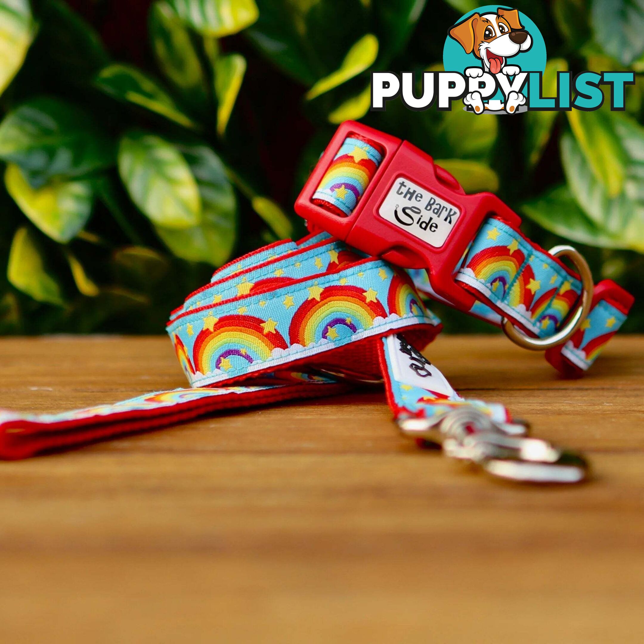 Rainbow Dog Collar - Hand Made by The Bark Side - TBSRAIMYEL