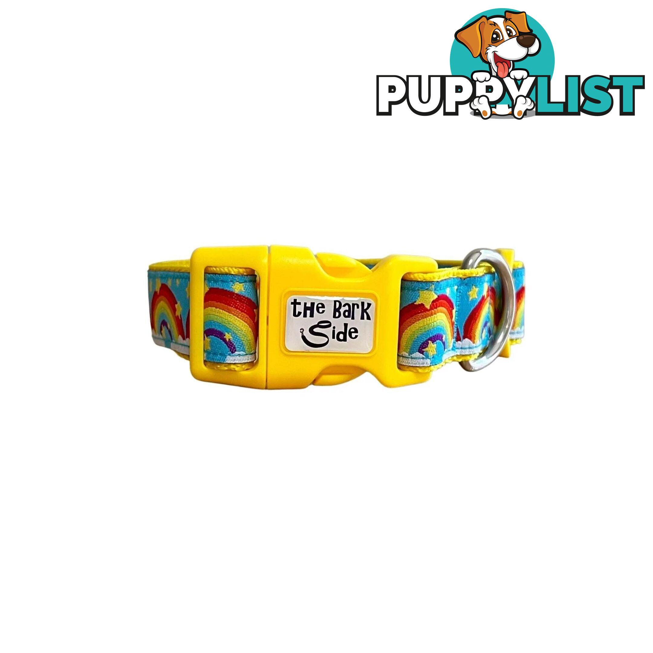 Rainbow Dog Collar - Hand Made by The Bark Side - TBSRAIMYEL