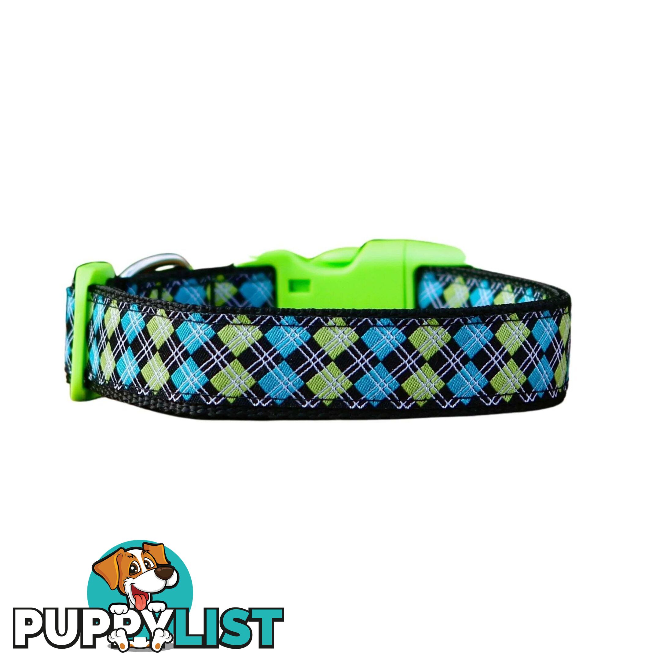 Tartan Dog Collar / XS - L - Hand Made by The Bark Side - TBSTARSMLGRN
