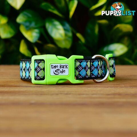 Tartan Dog Collar / XS - L - Hand Made by The Bark Side - TBSTARSMLGRN
