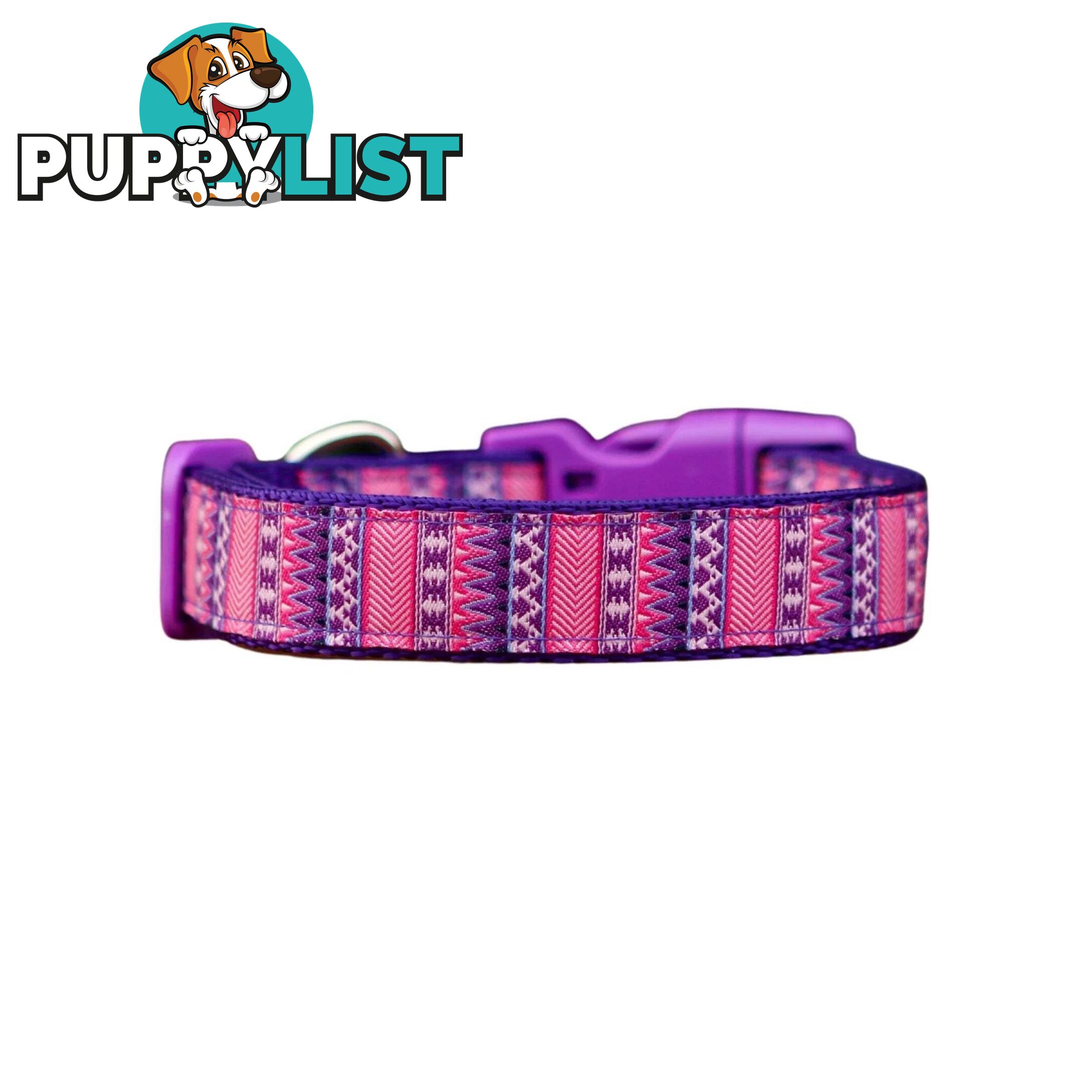 Aztec Dog Collar / Pink / Purple / XS - L  -  Hand Made by The Bark Side - TBSAZTMED