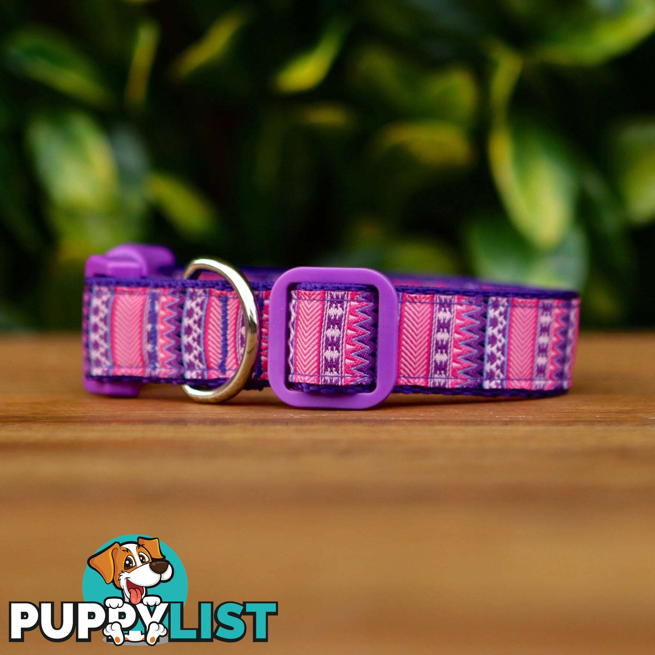 Aztec Dog Collar / Pink / Purple / XS - L  -  Hand Made by The Bark Side - TBSAZTMED