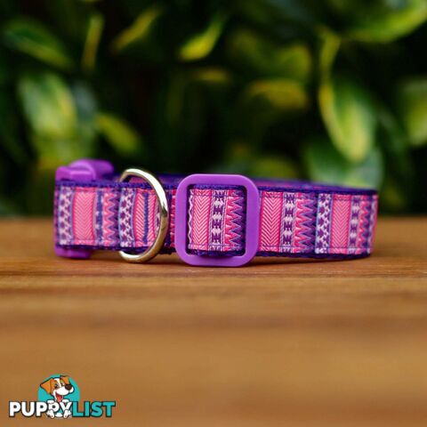 Aztec Dog Collar / Pink / Purple / XS - L  -  Hand Made by The Bark Side - TBSAZTMED
