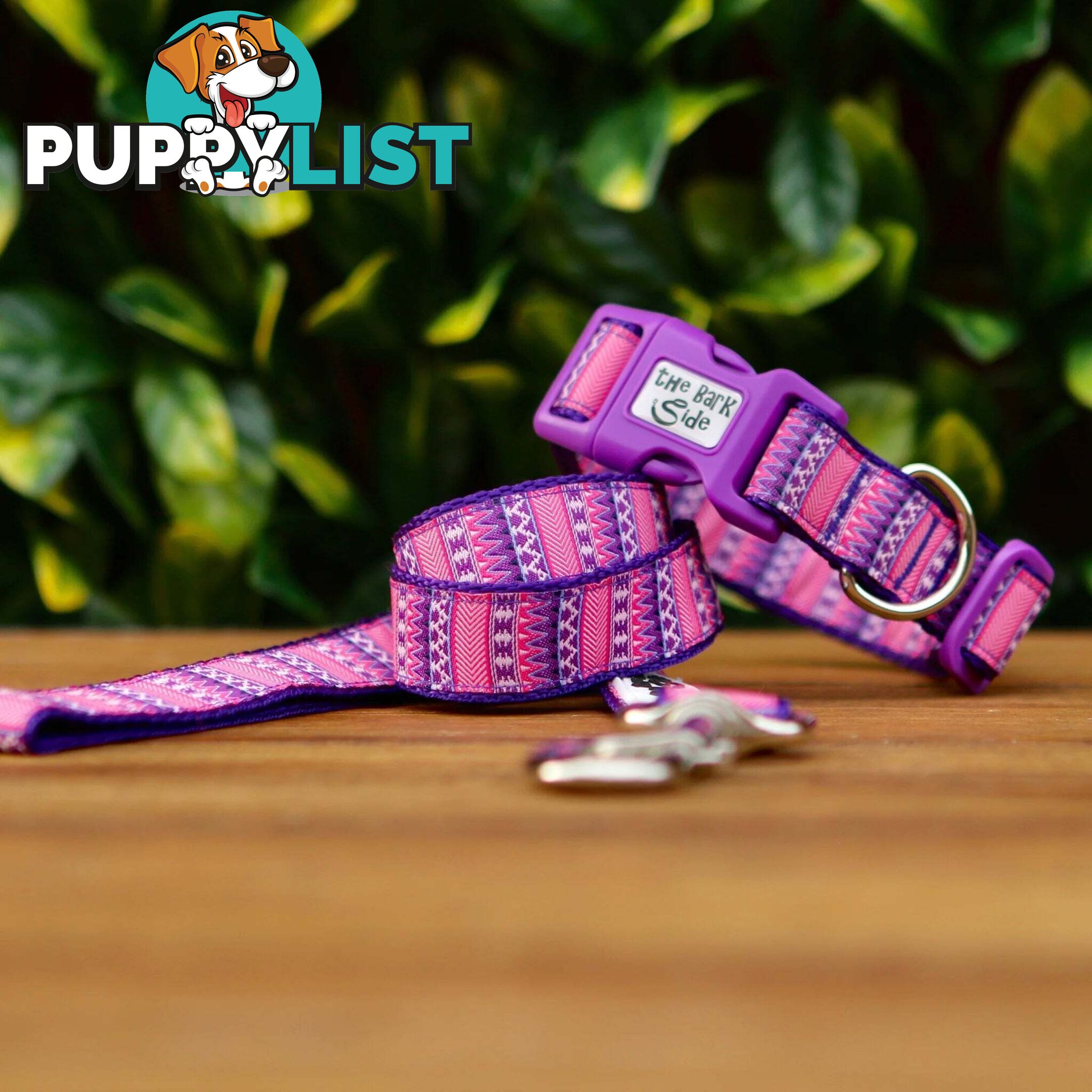 Aztec Dog Collar / Pink / Purple / XS - L  -  Hand Made by The Bark Side - TBSAZTMED