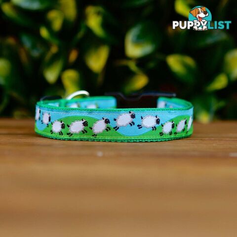 Counting Sheep Dog Collar / XS - L - Hand Made by The Bark Side - TBSCOUSML