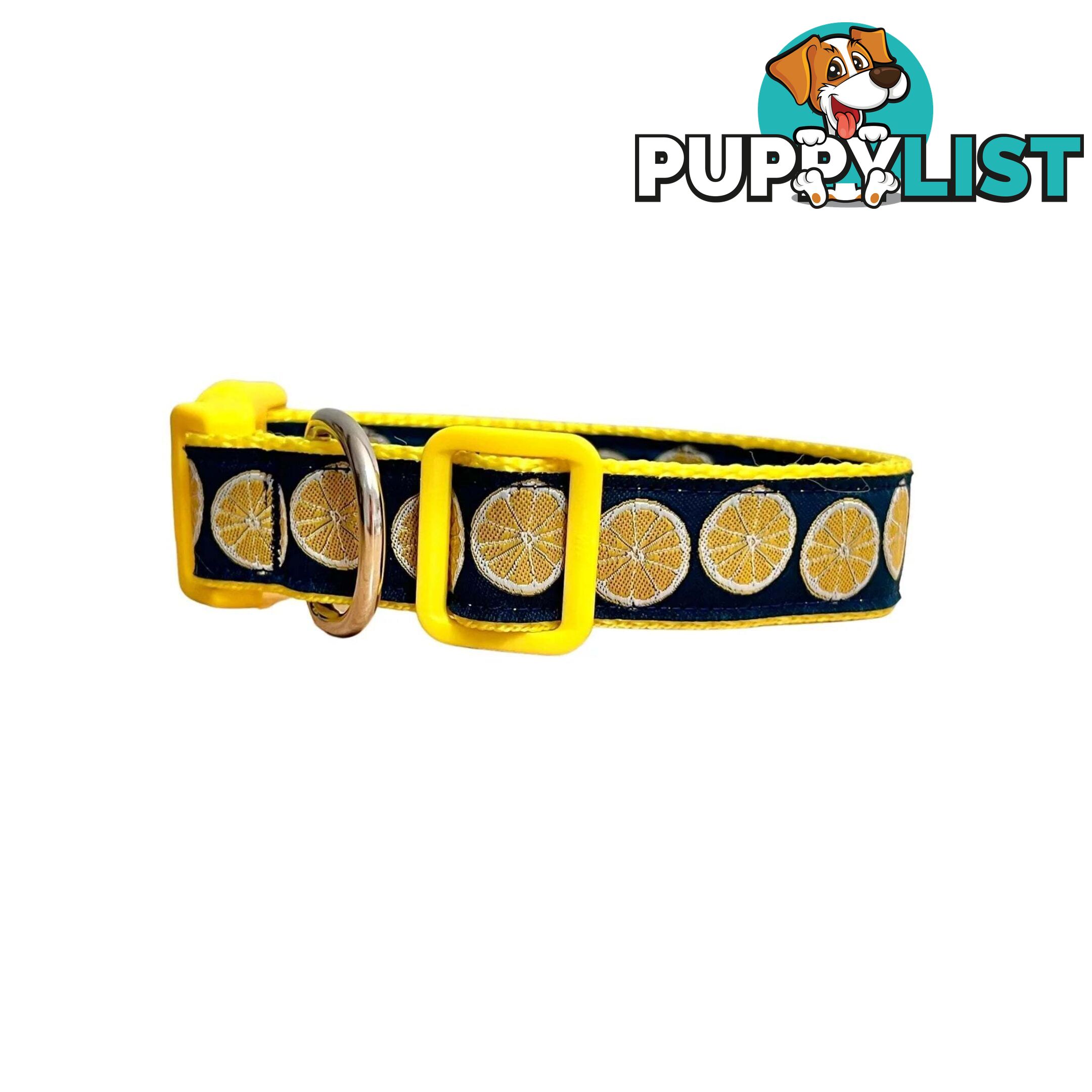 Lemon Dog Collar / XS - L - Hand Made by The Bark Side - TBSLEMSML