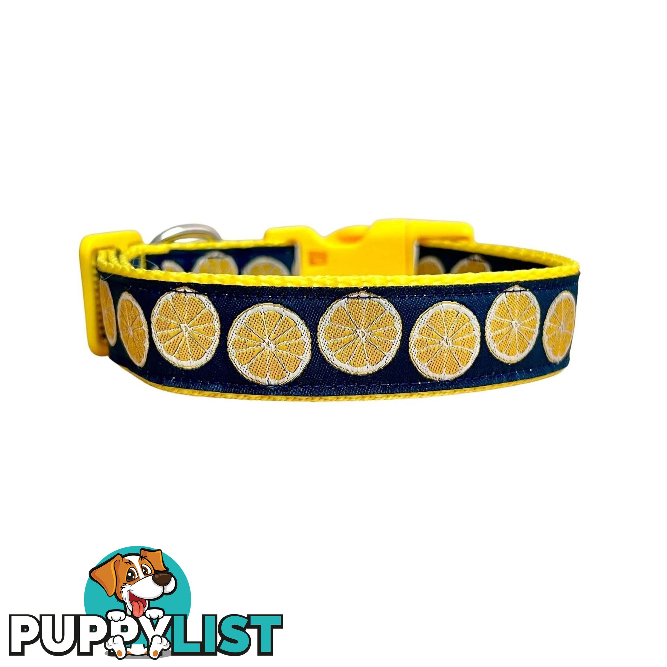 Lemon Dog Collar / XS - L - Hand Made by The Bark Side - TBSLEMSML