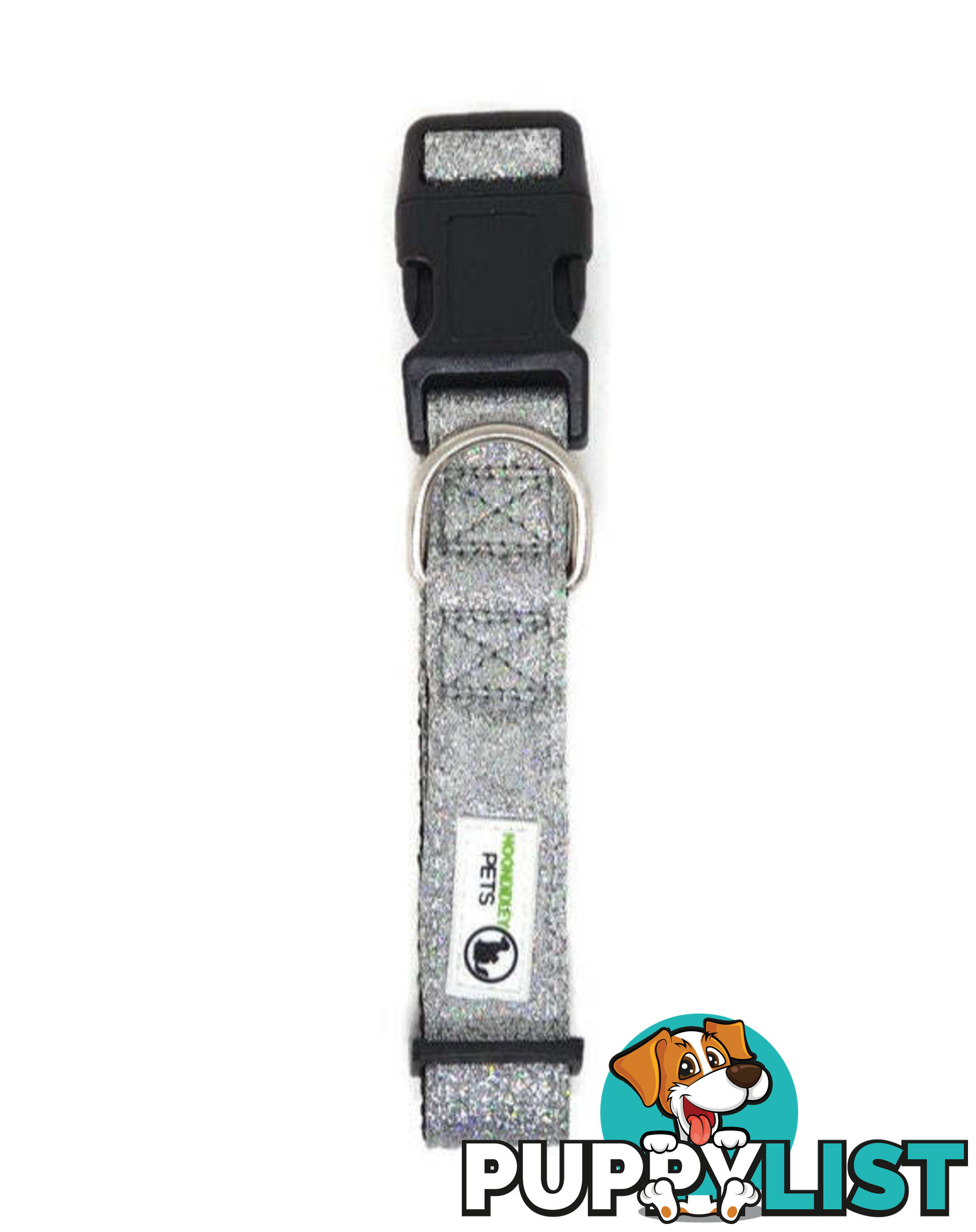 Bling Glitter Overlay Nylon Collar - Breakaway Buckle - Moondidley Pets - MDPCOLBLIMGRN