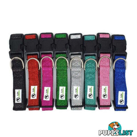 Bling Glitter Overlay Nylon Collar - Breakaway Buckle - Moondidley Pets - MDPCOLBLIMGRN