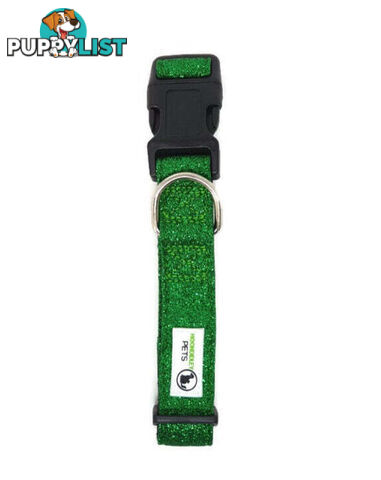 Bling Glitter Overlay Nylon Collar - Breakaway Buckle - Moondidley Pets - MDPCOLBLIMGRN