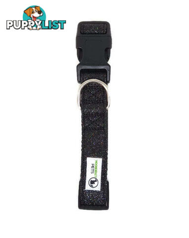 Bling Glitter Overlay Nylon Collar - Breakaway Buckle - Moondidley Pets - MDPCOLBLIXLBLK