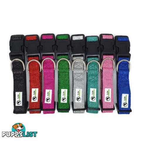 Bling Glitter Overlay Nylon Collar - Breakaway Buckle - Moondidley Pets - MDPCOLBLIXLBLK