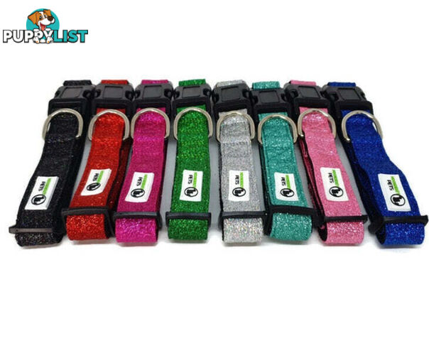 Bling Glitter Overlay Nylon Collar - Breakaway Buckle - Moondidley Pets - MDPCOLBLISLPNK