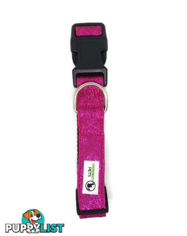 Bling Glitter Overlay Nylon Collar - Breakaway Buckle - Moondidley Pets - MDPCOLBLISLPNK