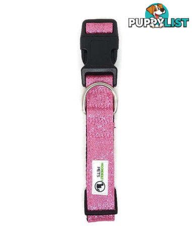 Bling Glitter Overlay Nylon Collar - Breakaway Buckle - Moondidley Pets - MDPCOLBLISLPNK