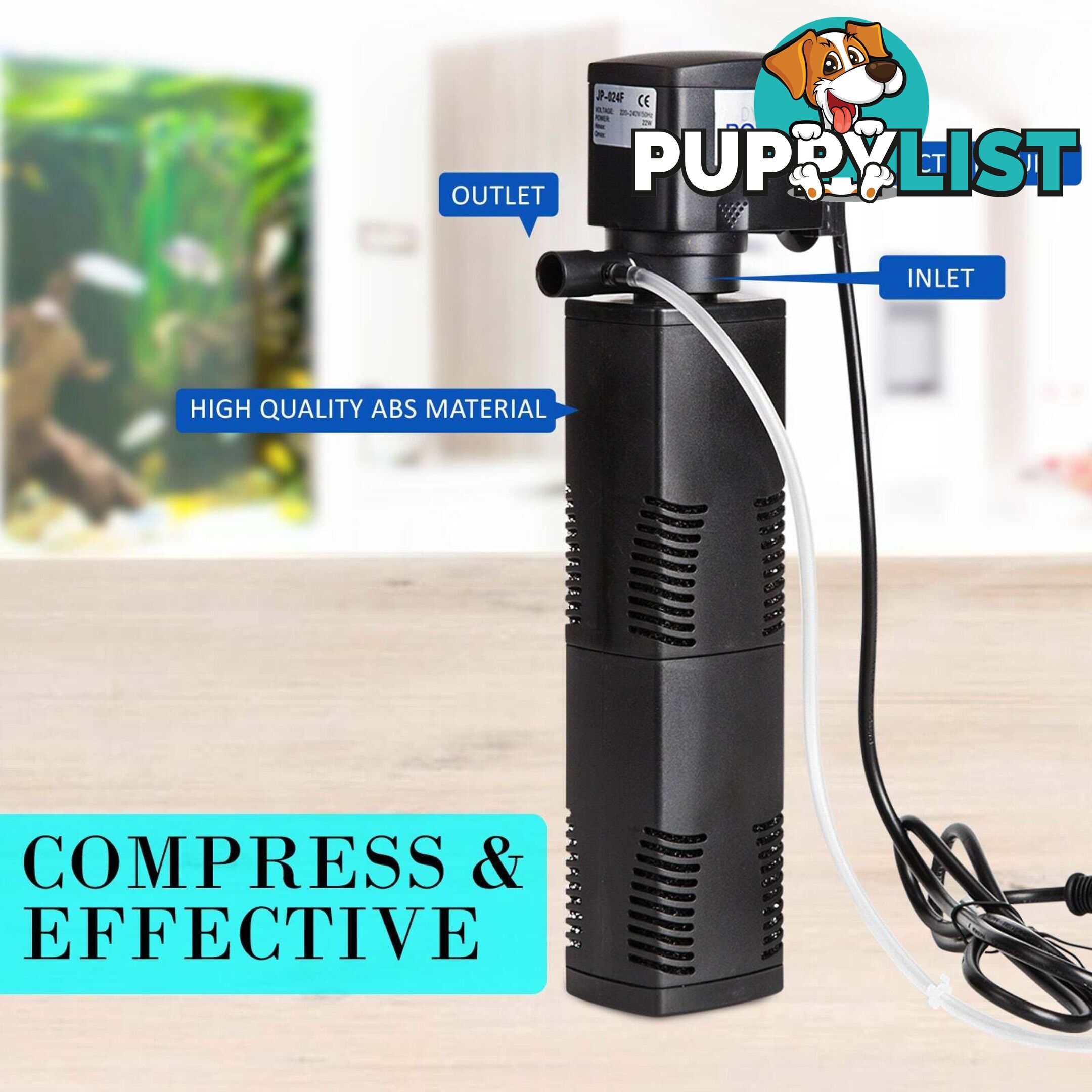 Aquarium Submersible Filter Pond Pump 1200L/H 22W 1.6m - V274-AQ-JP024F-22