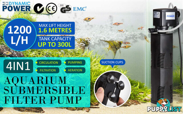 Aquarium Submersible Filter Pond Pump 1200L/H 22W 1.6m - V274-AQ-JP024F-22
