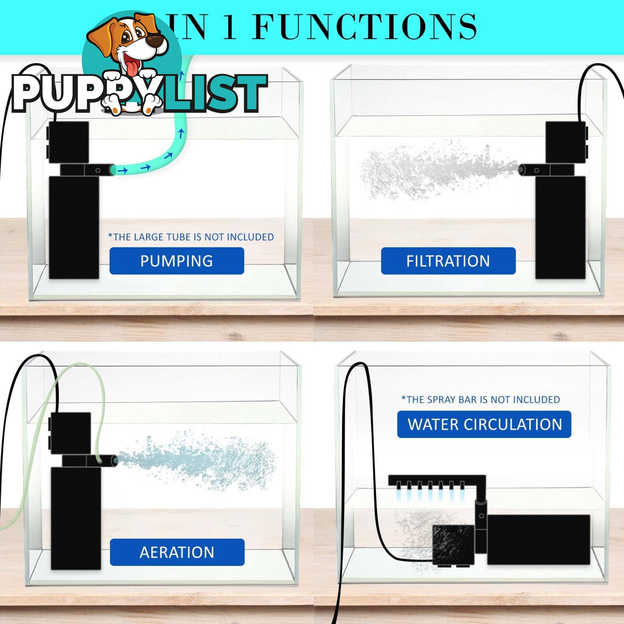 Aquarium Submersible Filter Pond Pump 1200L/H 22W 1.6m - V274-AQ-JP024F-22