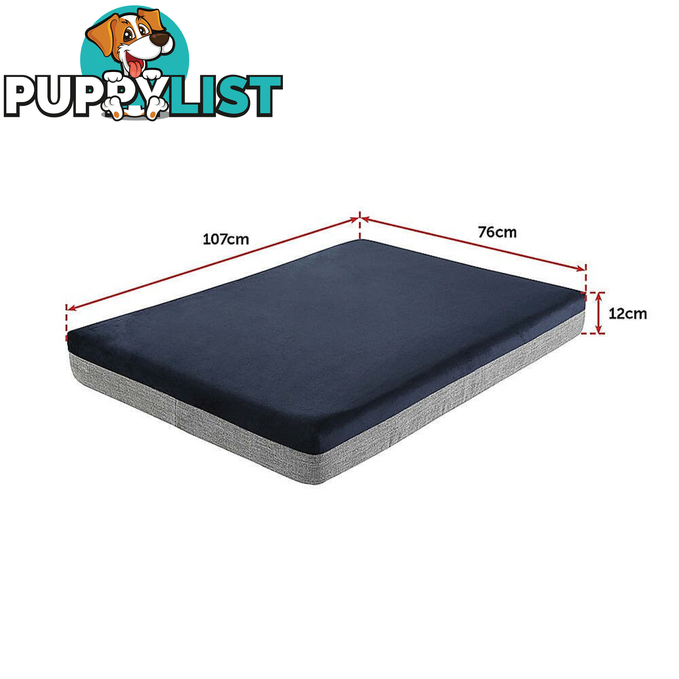 Memory Foam Dog Bed 12CM Thick Large Orthopedic Dog Pet Beds Waterproof Big - V63-826451