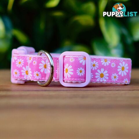 Daisy Dog Collar -  Hand Made by The Bark Side - TBSDAILPNK