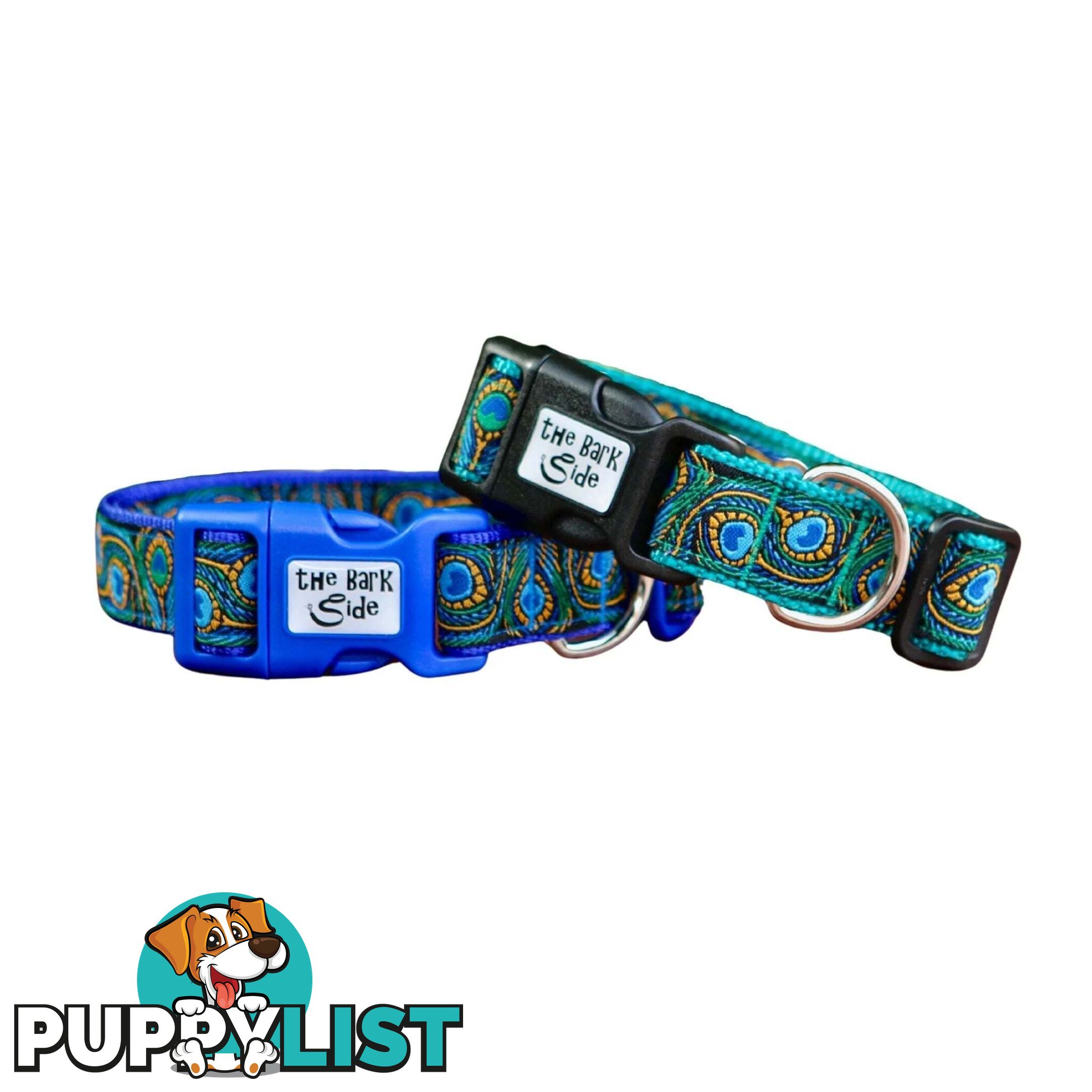 Peacock Feather Dog Collar - Hand Made by The Bark Side - TBSPEAMEDTEA