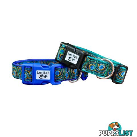 Peacock Feather Dog Collar - Hand Made by The Bark Side - TBSPEAMEDTEA