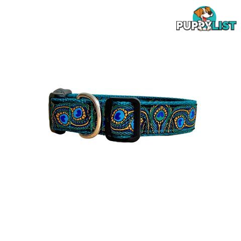 Peacock Feather Dog Collar - Hand Made by The Bark Side - TBSPEAMEDTEA