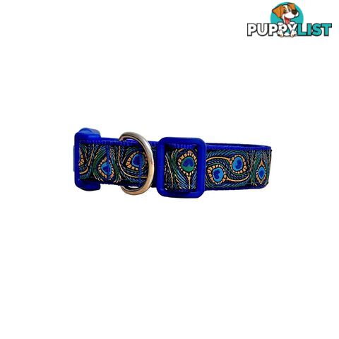 Peacock Feather Dog Collar - Hand Made by The Bark Side - TBSPEAMEDTEA