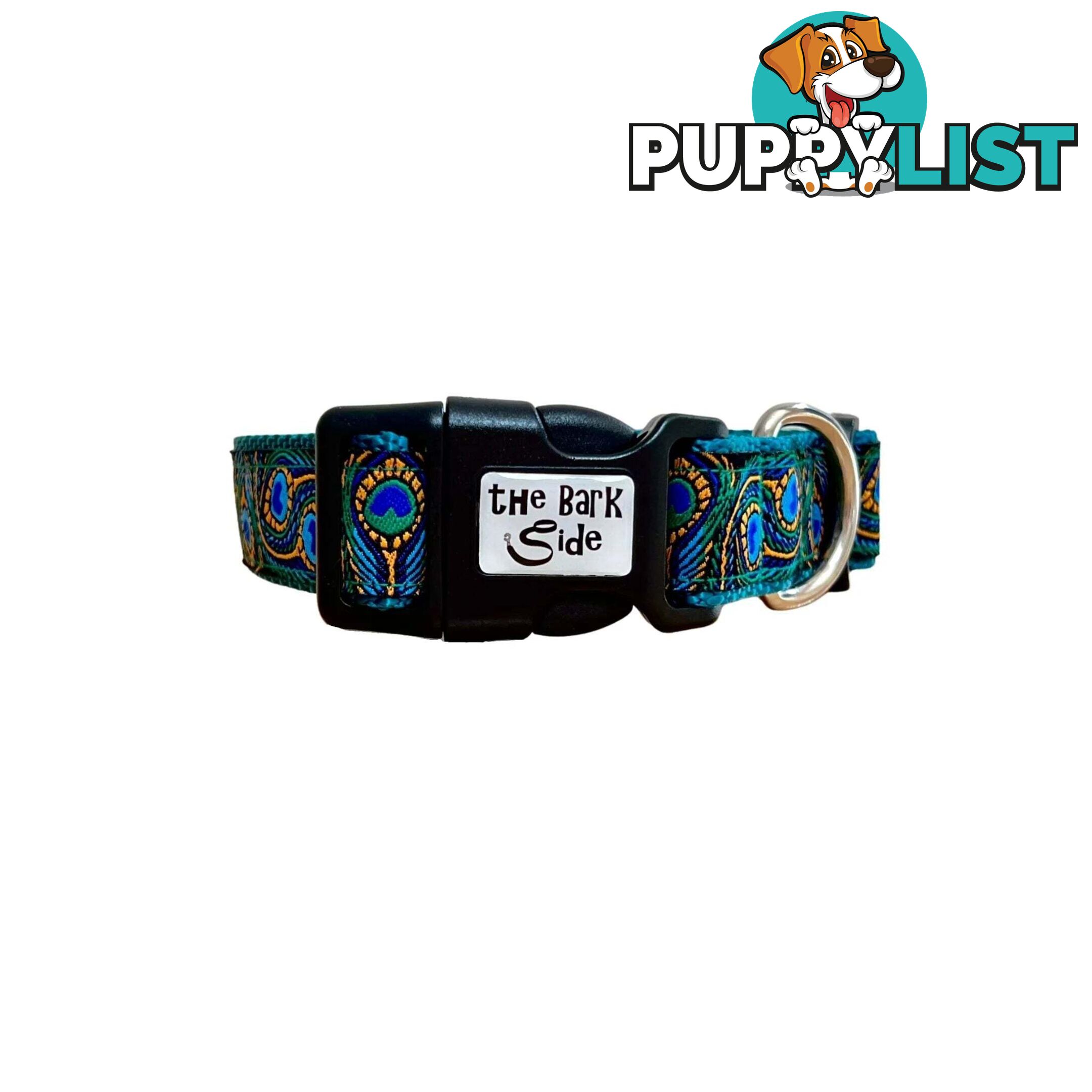Peacock Feather Dog Collar - Hand Made by The Bark Side - TBSPEAMEDTEA