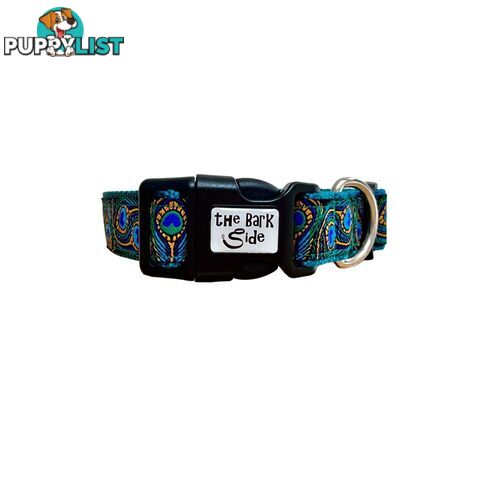 Peacock Feather Dog Collar - Hand Made by The Bark Side - TBSPEAMEDTEA