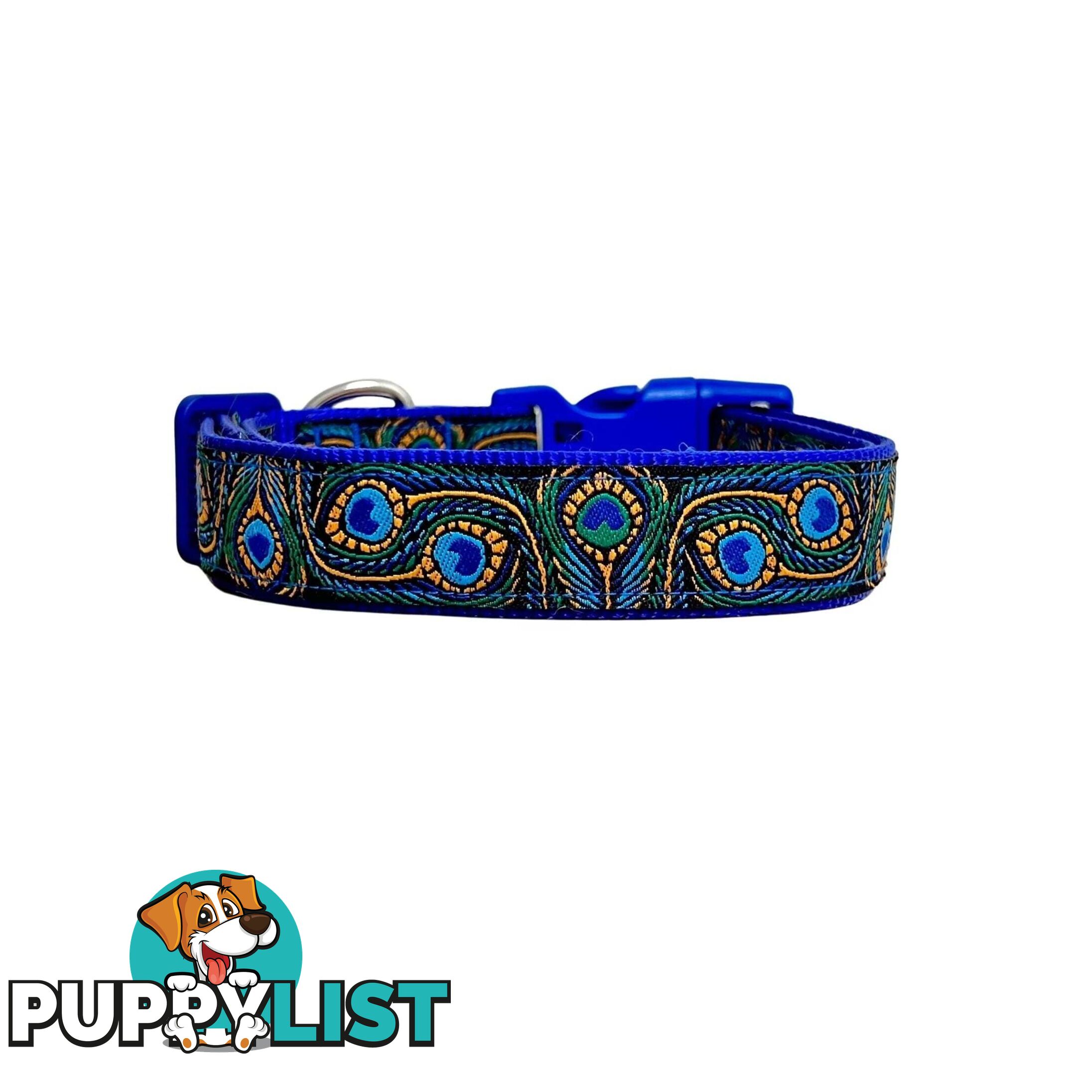 Peacock Feather Dog Collar - Hand Made by The Bark Side - TBSPEAMEDTEA