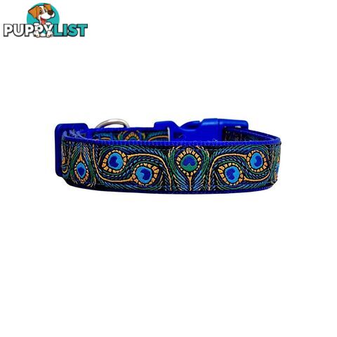 Peacock Feather Dog Collar - Hand Made by The Bark Side - TBSPEAMEDTEA
