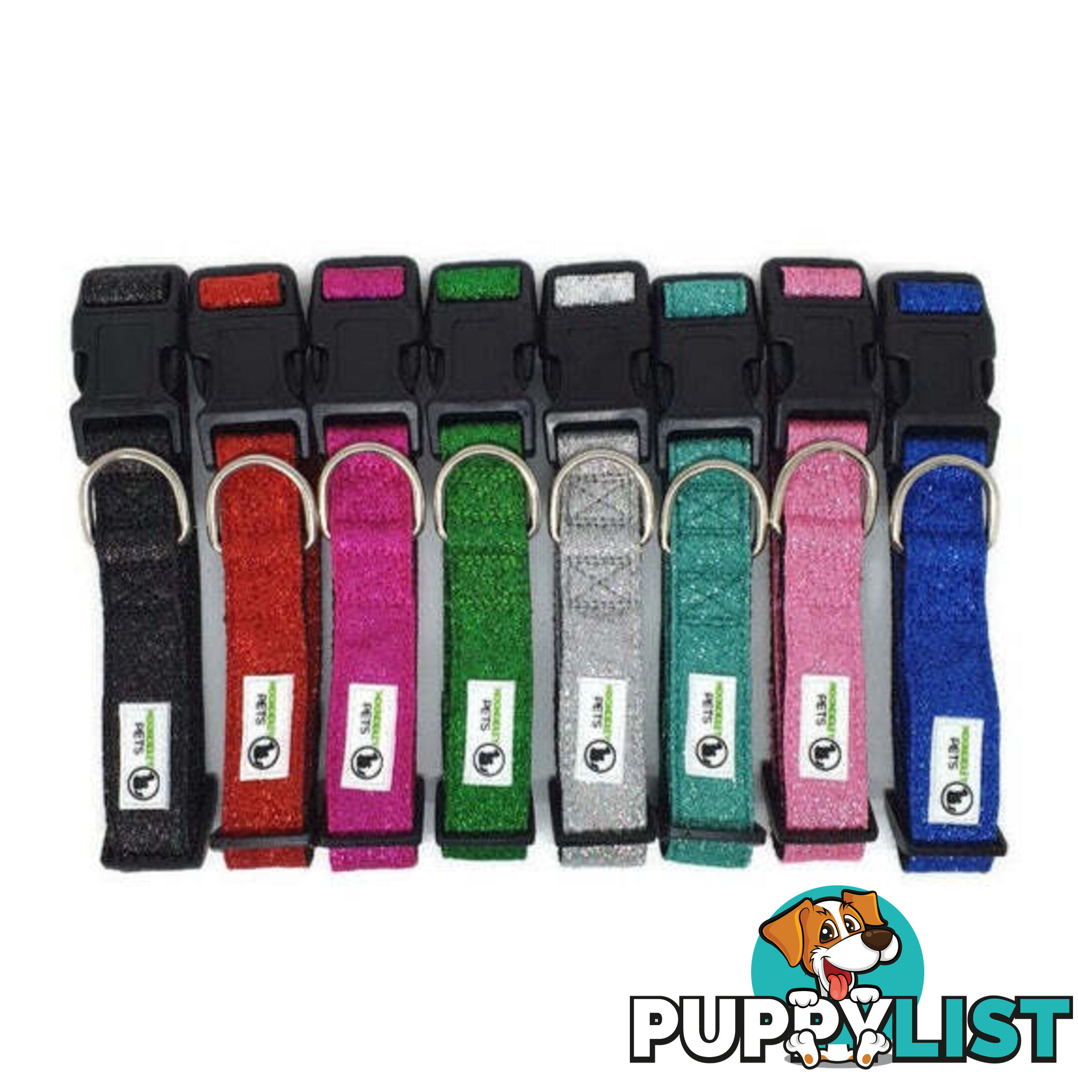 Bling Glitter Overlay Nylon Collar - Breakaway Buckle - Moondidley Pets - MDPCOLBLIXLTUR