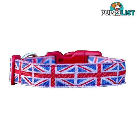 Union Jack Dog Collar / M - L - Hand Made by The Bark Side - TBSUNIMED