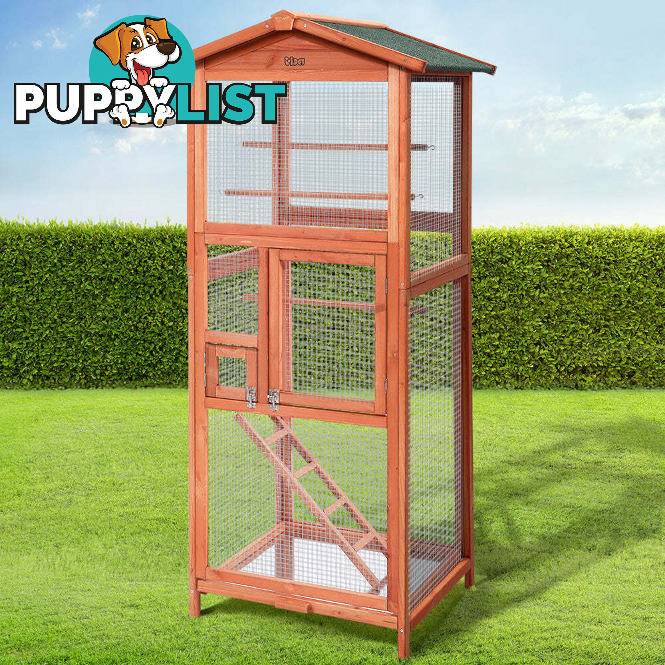 i.Pet Bird Cage 72cm x 60cm x 168cm Pet Cages Large Aviary Parrot Carrier Travel Canary Wooden XL - PET-GT-BIRD-WBC02