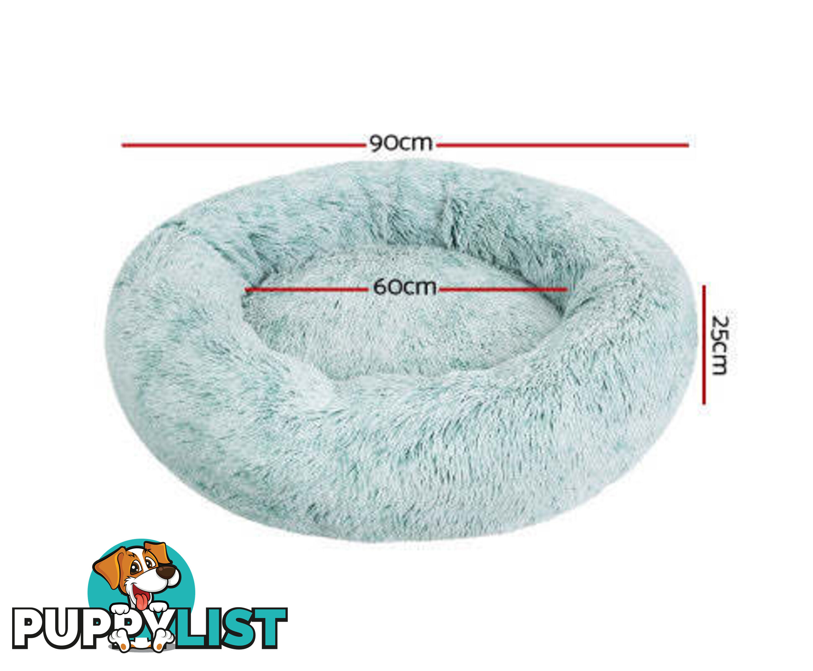 Pet Bed Dog Cat Calming Bed Sleeping Comfy Washable - PET-BED-D90-WHBR