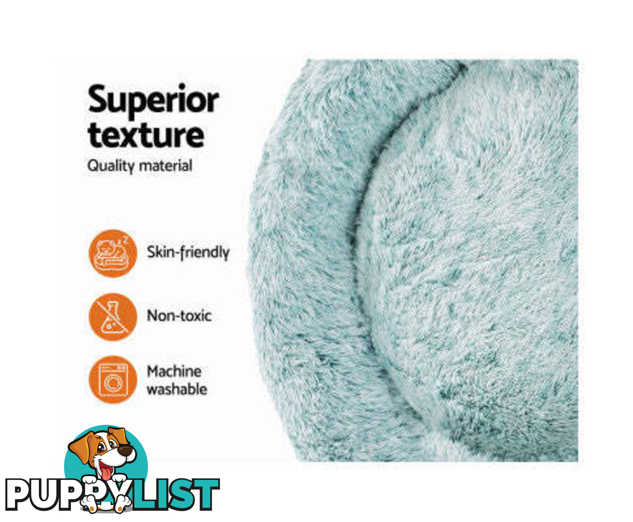 Pet Bed Dog Cat Calming Bed Sleeping Comfy Washable - PET-BED-D90-WHBR