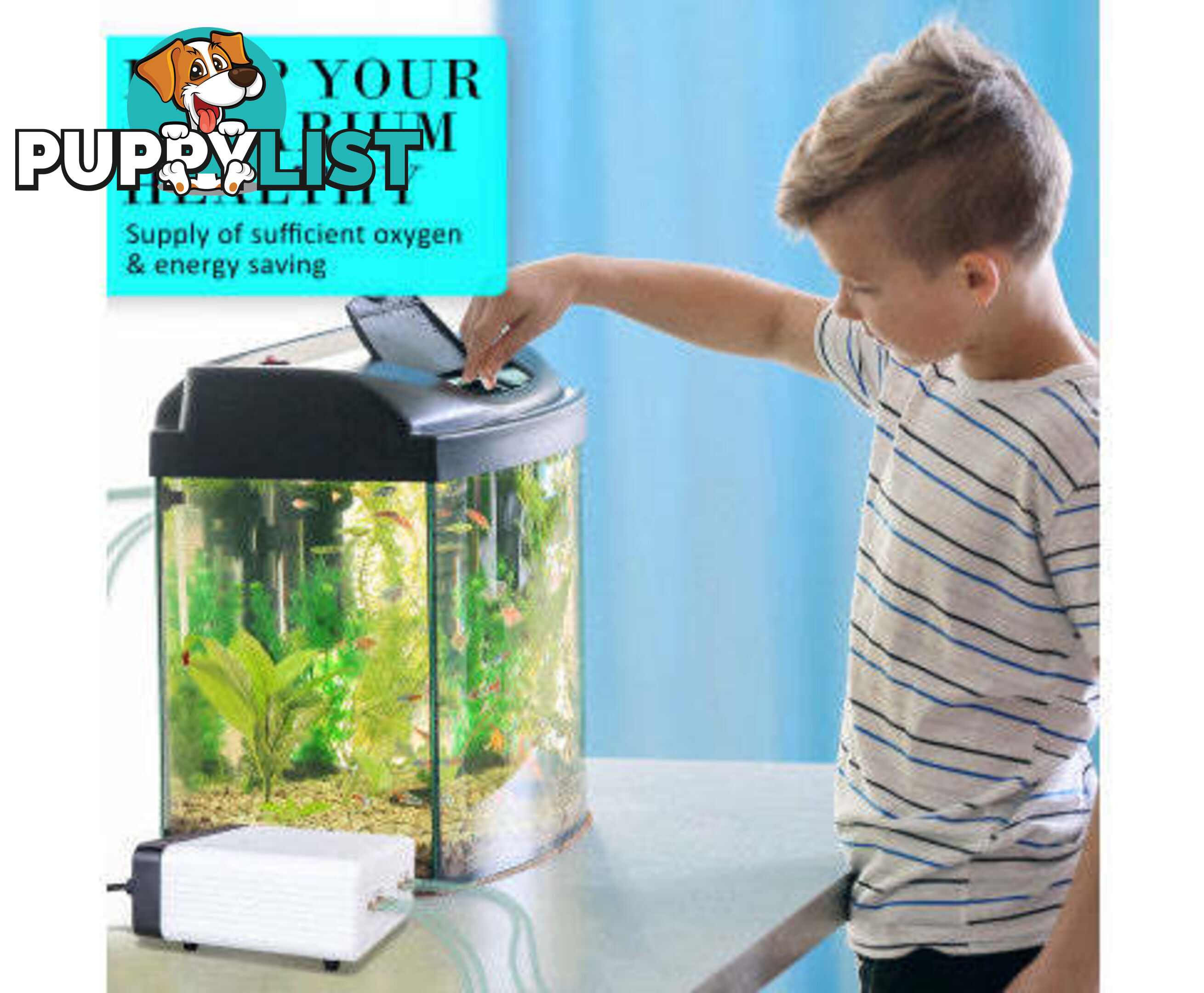 Aquarium Air Pump Oxygen Hydroponic 4 Outlet 670L/H 8W WHITE - V274-AQ-CT404