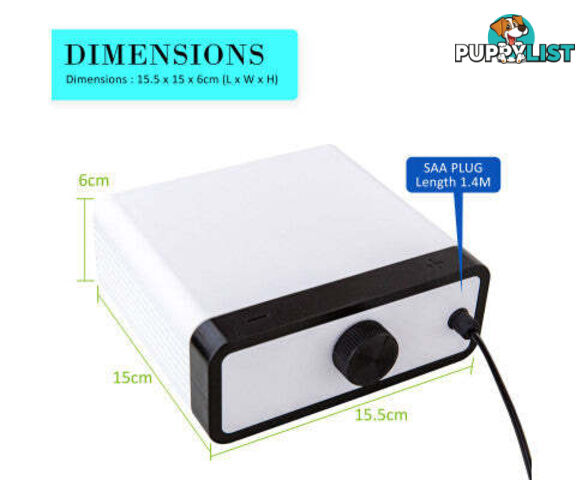 Aquarium Air Pump Oxygen Hydroponic 4 Outlet 670L/H 8W WHITE - V274-AQ-CT404