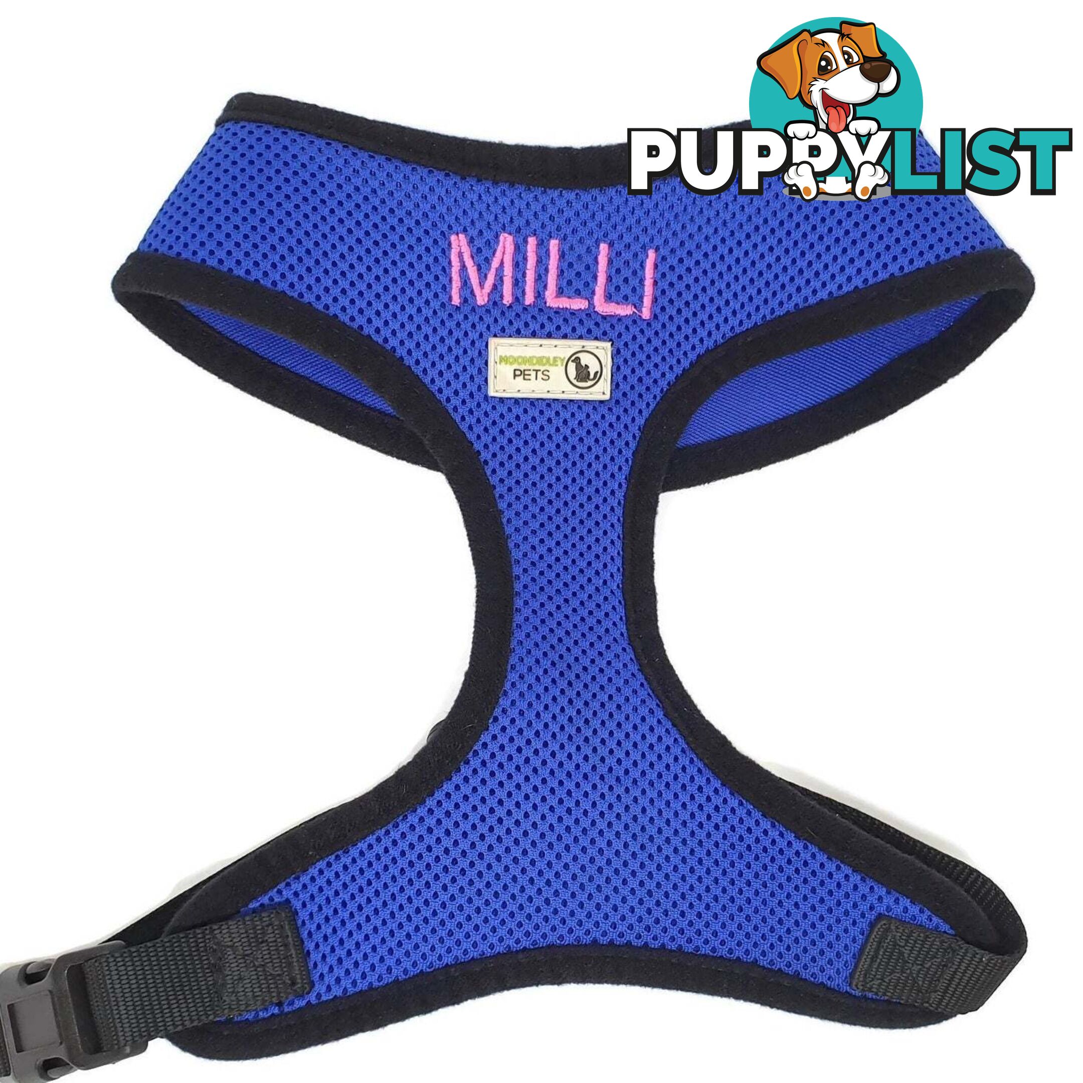 Doggie ID Harness Soft Air Mesh Personalised Embroidered - GC-HAR-ID-PUR-M