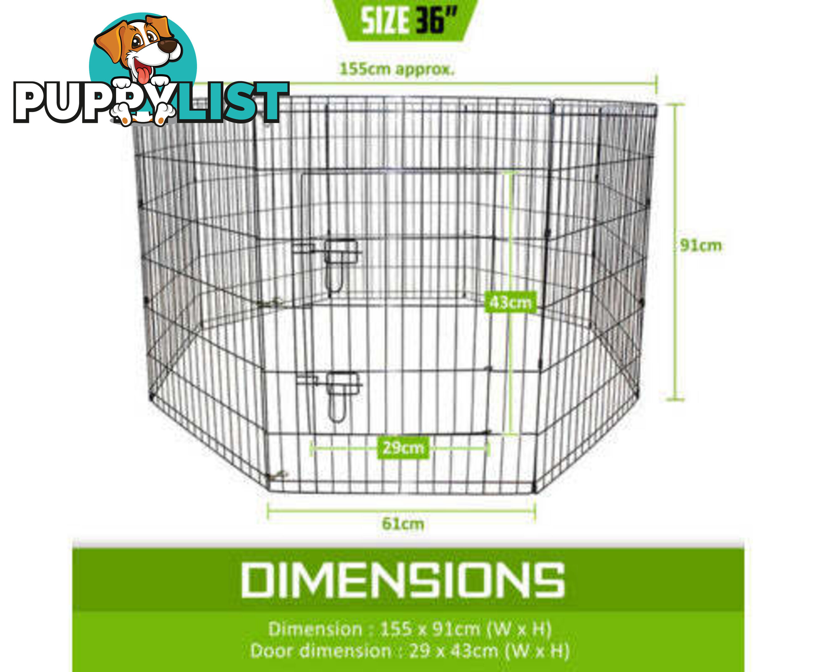 Paw Mate Pet Playpen 8 Panel Foldable Dog Exercise Enclosure Fence Cage - V274-PET-PP24