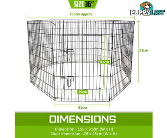 Paw Mate Pet Playpen 8 Panel Foldable Dog Exercise Enclosure Fence Cage - V274-PET-PP24