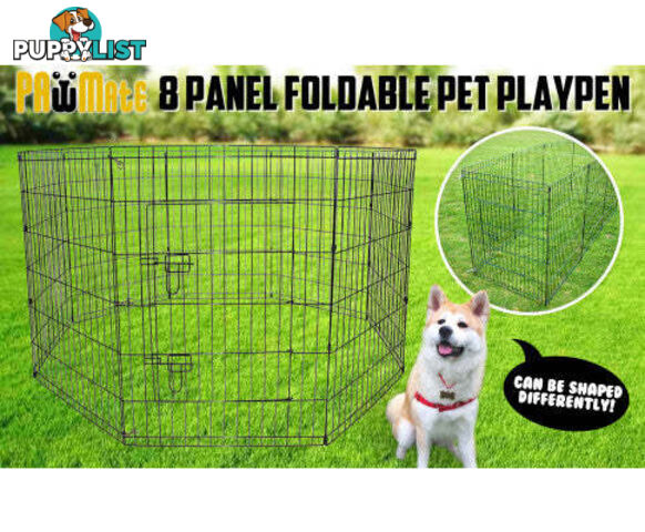 Paw Mate Pet Playpen 8 Panel Foldable Dog Exercise Enclosure Fence Cage - V274-PET-PP24