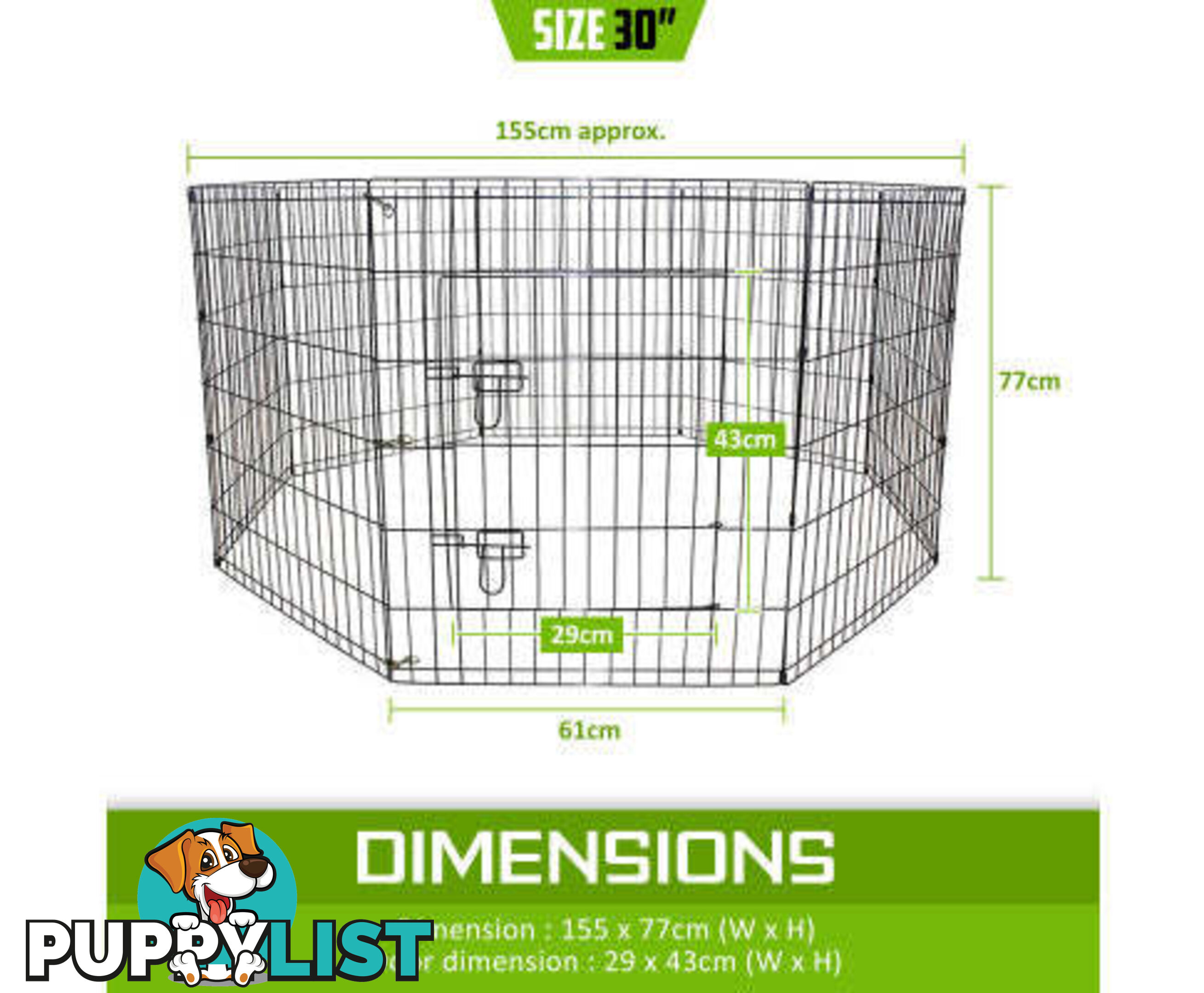 Paw Mate Pet Playpen 8 Panel Foldable Dog Exercise Enclosure Fence Cage - V274-PET-PP24