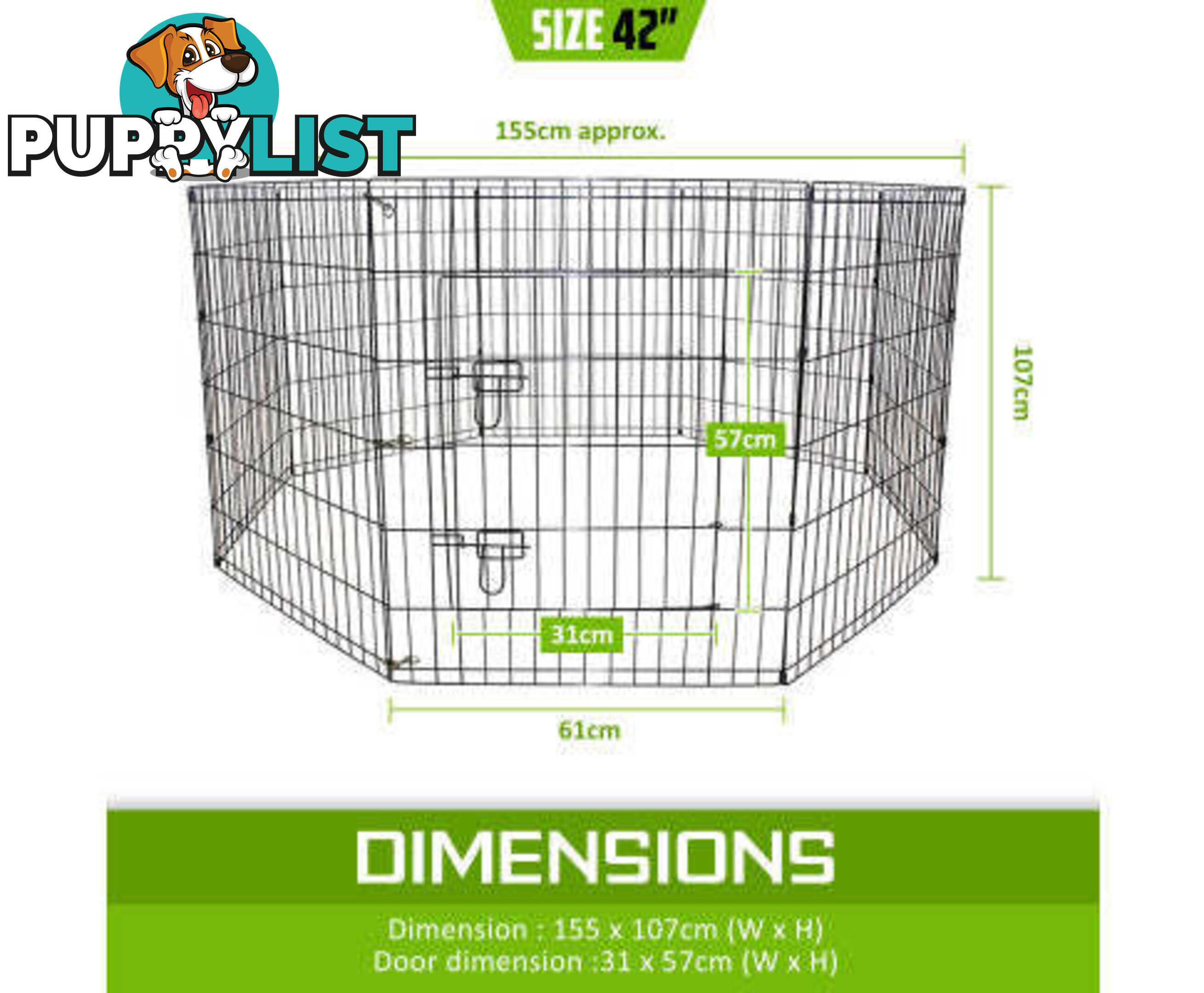 Paw Mate Pet Playpen 8 Panel Foldable Dog Exercise Enclosure Fence Cage - V274-PET-PP24