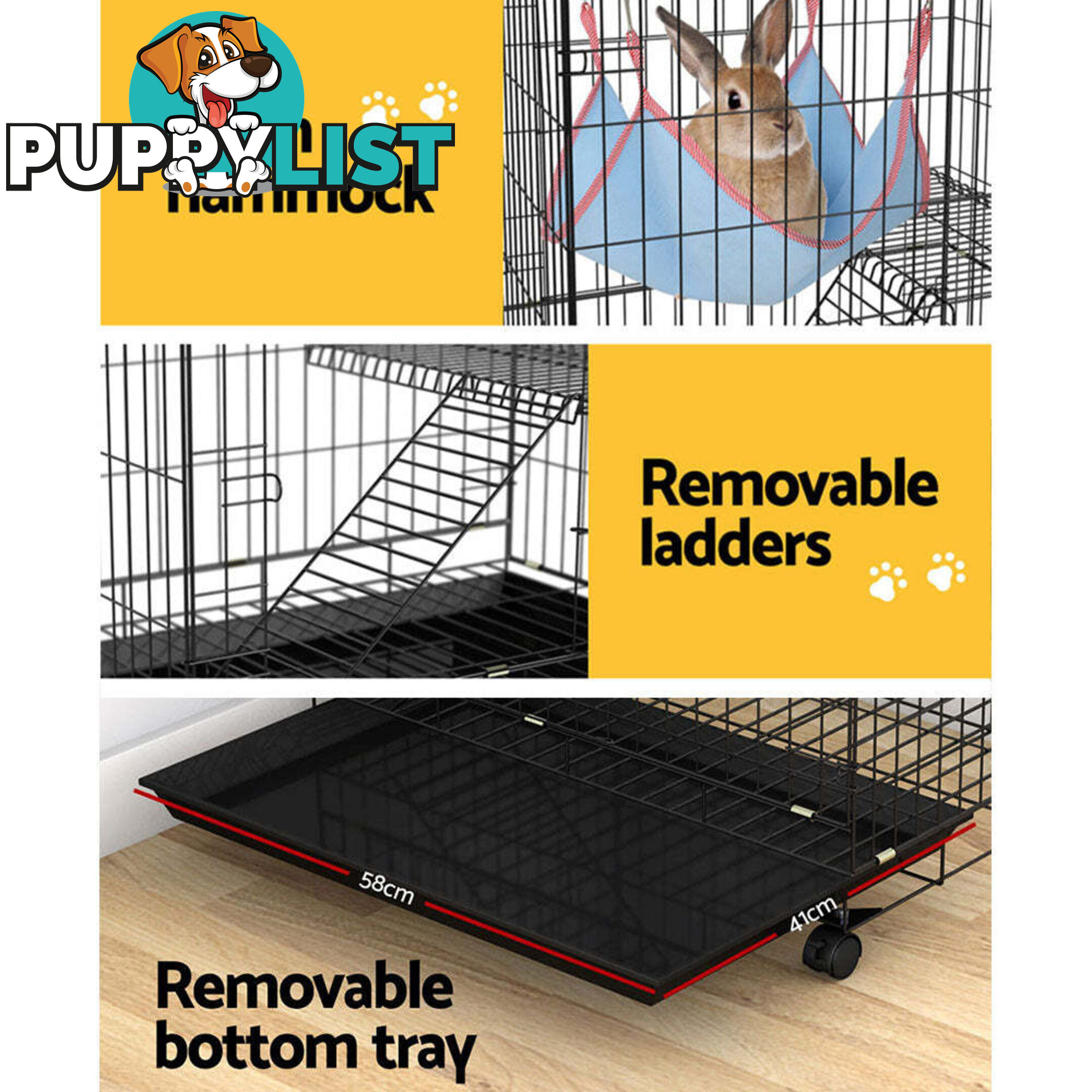 i.Pet Rabbit Cage 100cm Hutch 3 Level Indoor Guinea Pig Ferret - PET-RAB-CAGE-GV1907
