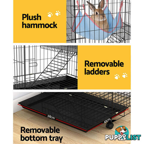 i.Pet Rabbit Cage 100cm Hutch 3 Level Indoor Guinea Pig Ferret - PET-RAB-CAGE-GV1907