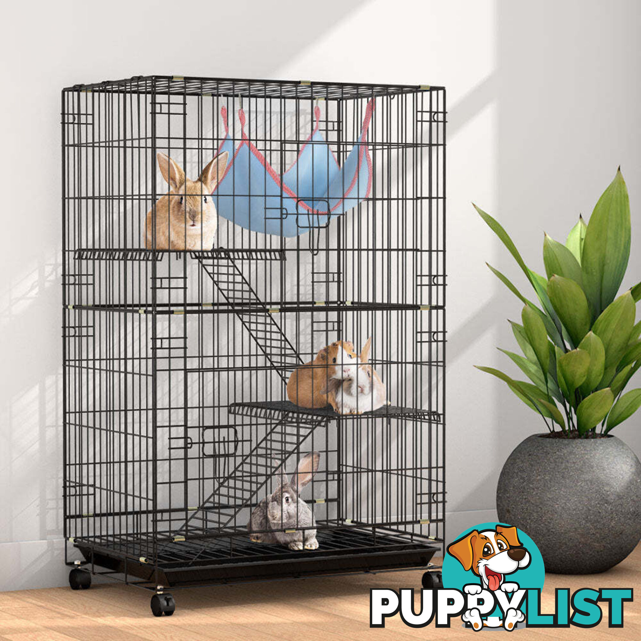 i.Pet Rabbit Cage 100cm Hutch 3 Level Indoor Guinea Pig Ferret - PET-RAB-CAGE-GV1907