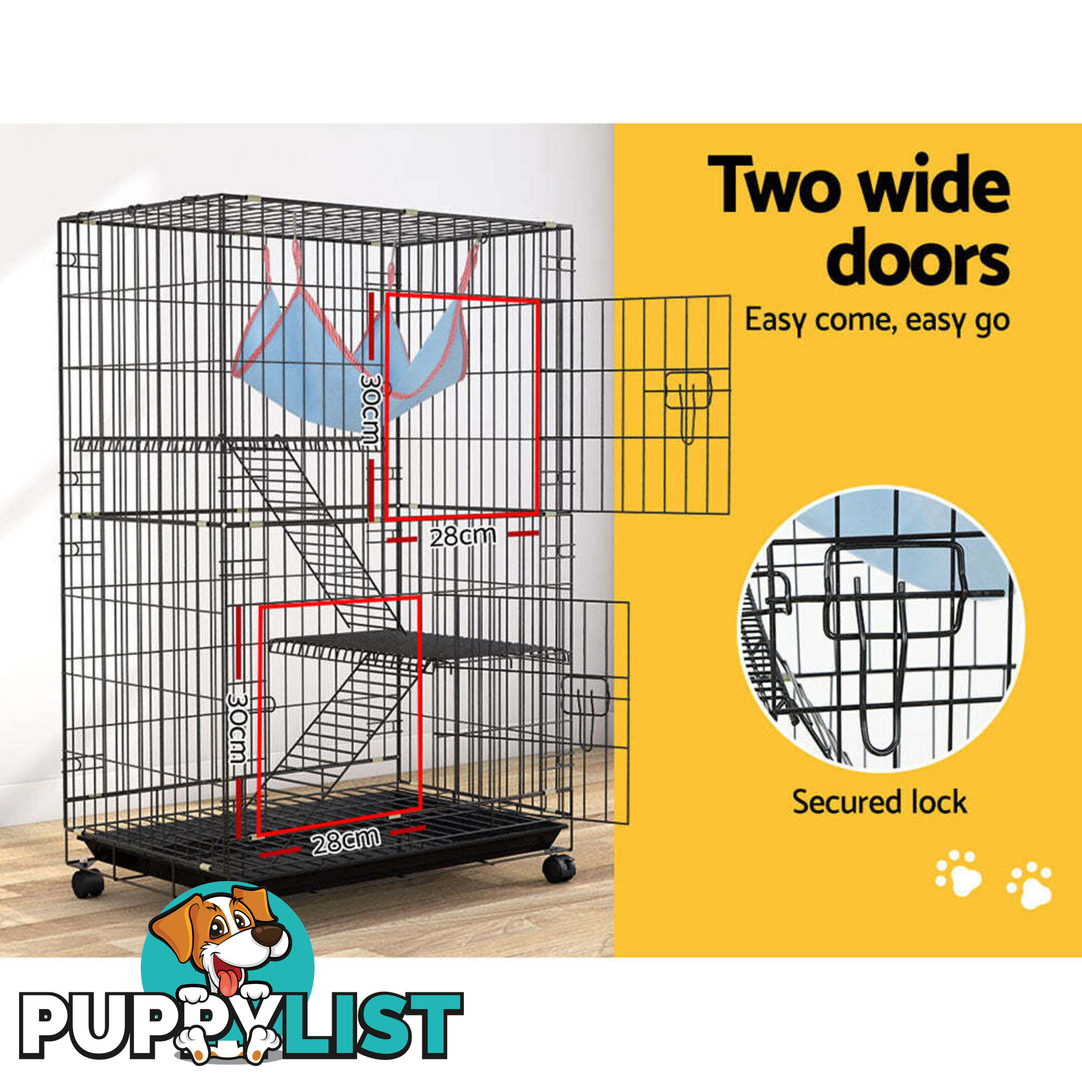 i.Pet Rabbit Cage 100cm Hutch 3 Level Indoor Guinea Pig Ferret - PET-RAB-CAGE-GV1907