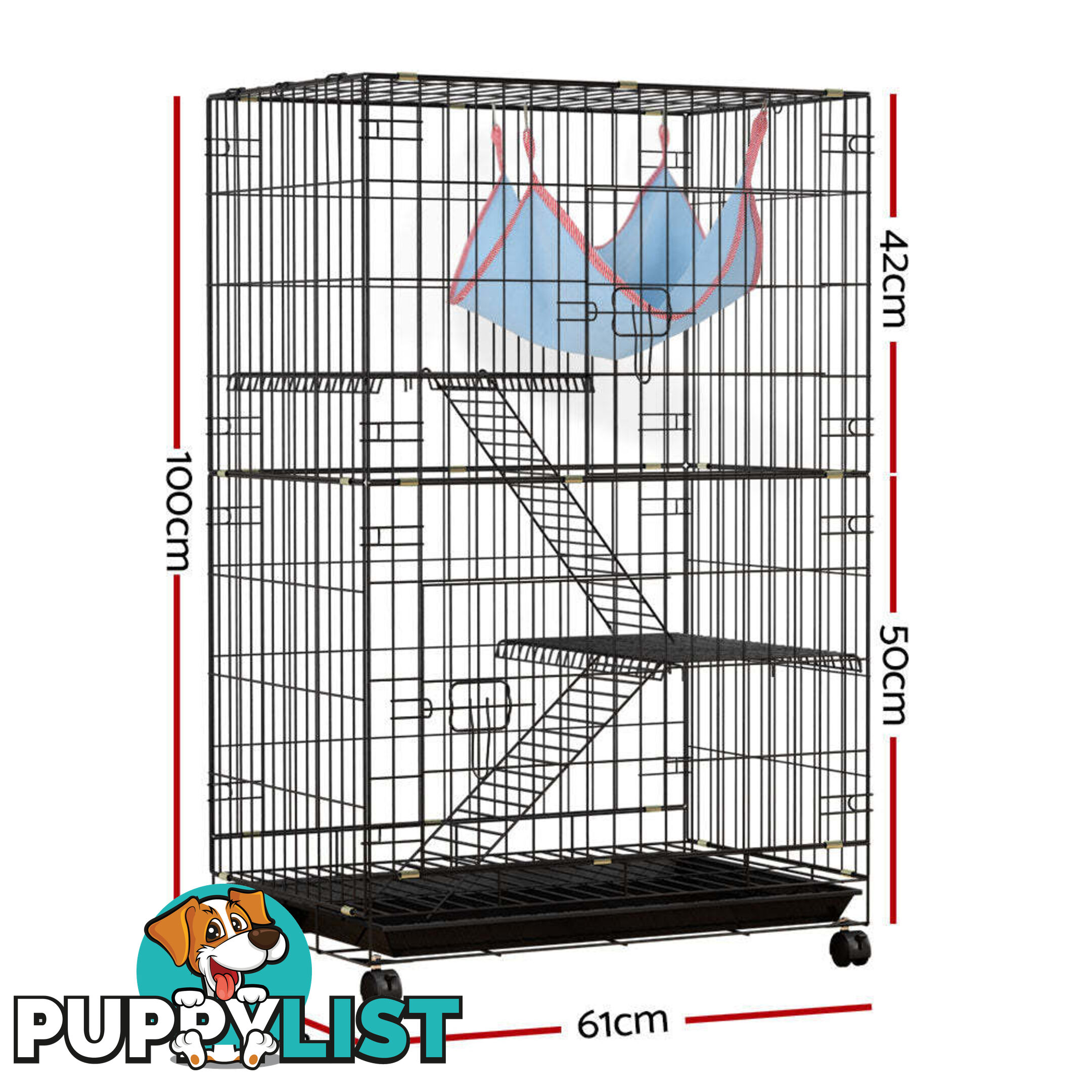 i.Pet Rabbit Cage 100cm Hutch 3 Level Indoor Guinea Pig Ferret - PET-RAB-CAGE-GV1907